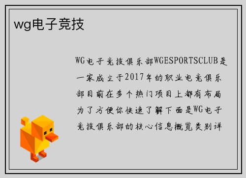 wg电子竞技